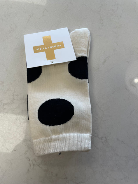 Stella + Gemma Socks - White With Black Spots – Off The Rac