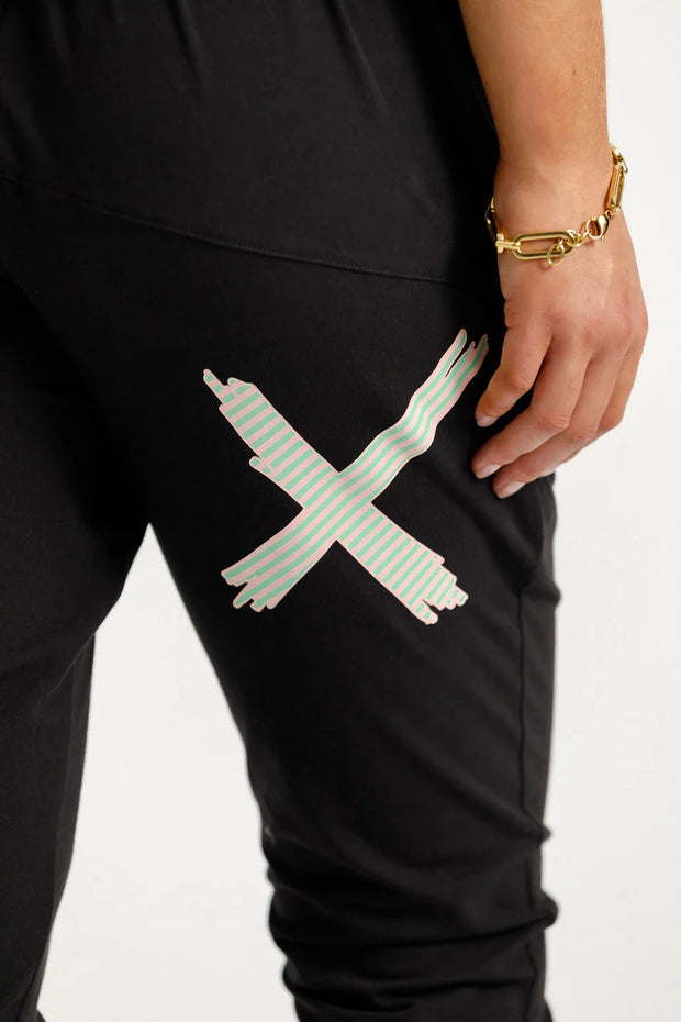 Home-lee Apartment Pants - Black with Candy Apple X