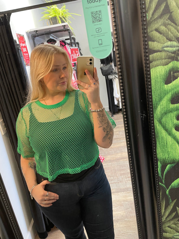 Two By Two Arrow Mesh Top - Green