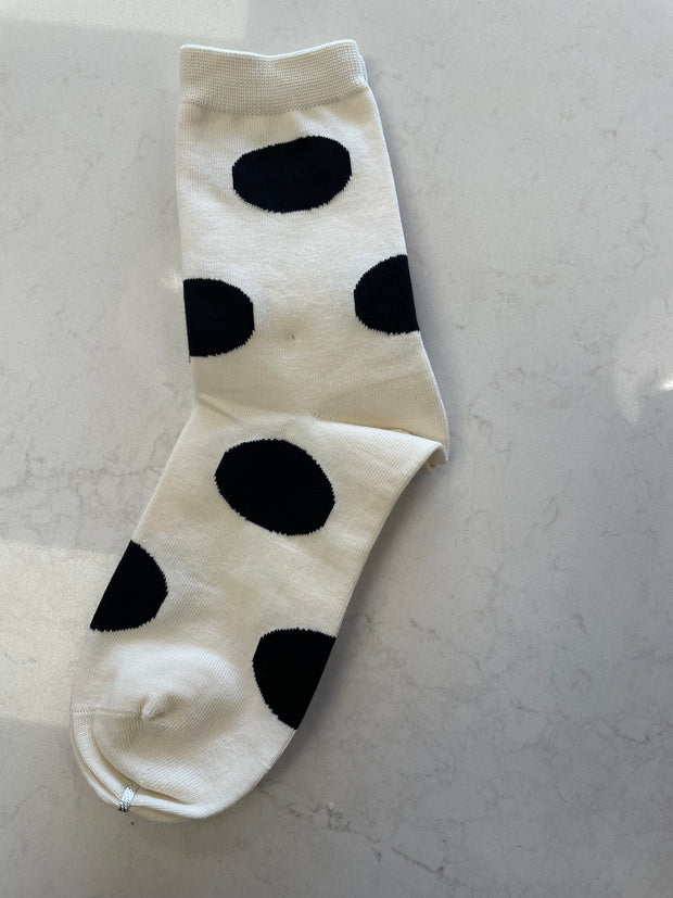 Stella + Gemma Socks - White With Black Spots