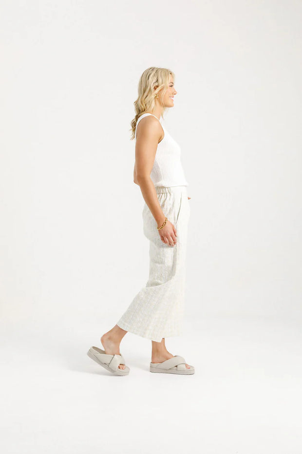 Home-lee Zoe Pants - Cream Daisies