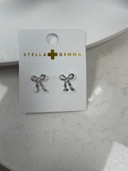Stella + Gemma Bow Ribbon Earrings - Gold & Silver Silver