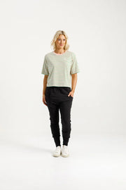Home-lee Apartment Pants - Black with Kelly Green X