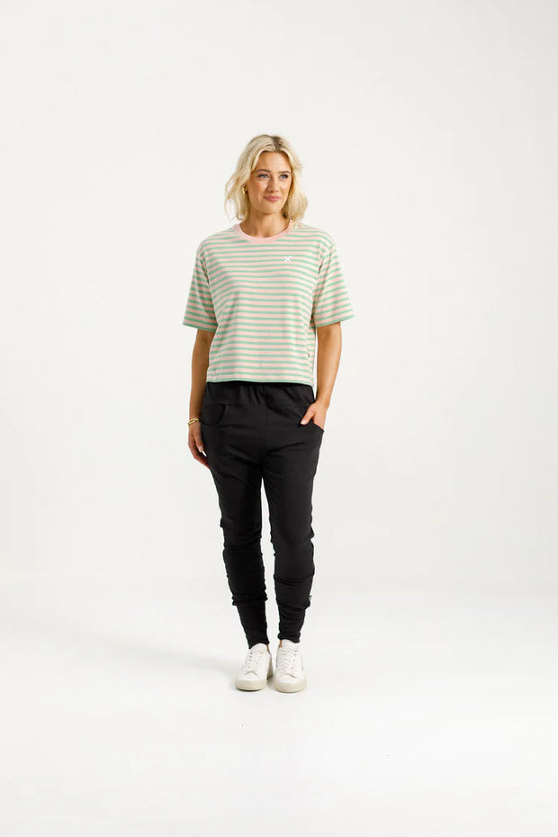 Home-lee Apartment Pants - Black with Kelly Green X