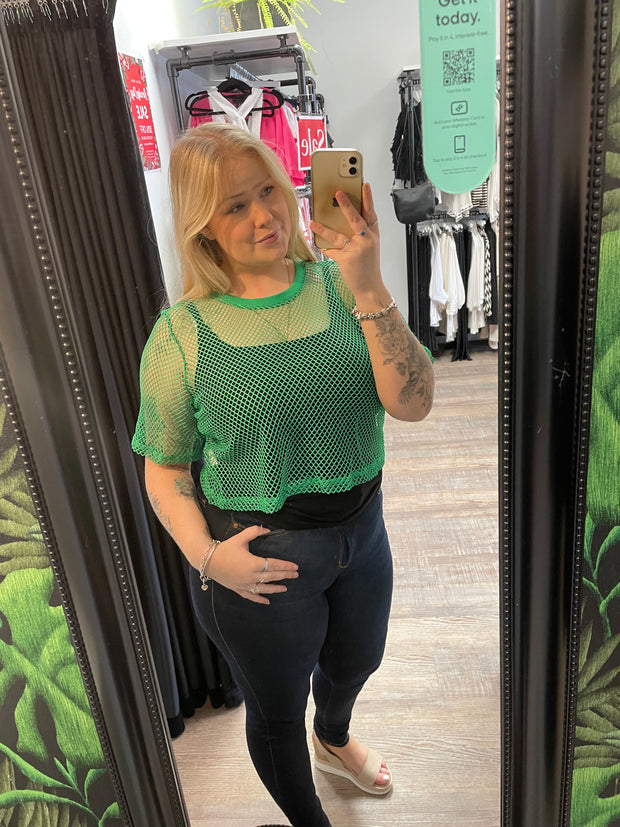 Two By Two Arrow Mesh Top - Green