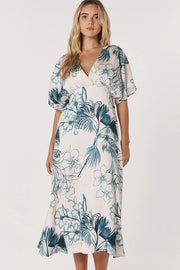 Fate + Becker Solstice Palms Midi Dress - Palm Print