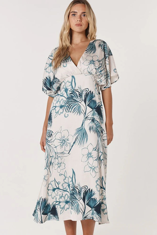 Fate + Becker Solstice Palms Midi Dress - Palm Print