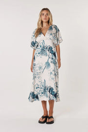 Fate + Becker Solstice Palms Midi Dress - Palm Print