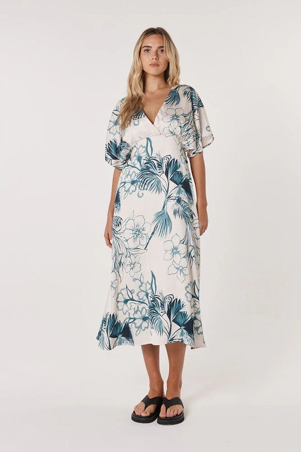 Fate + Becker Solstice Palms Midi Dress - Palm Print