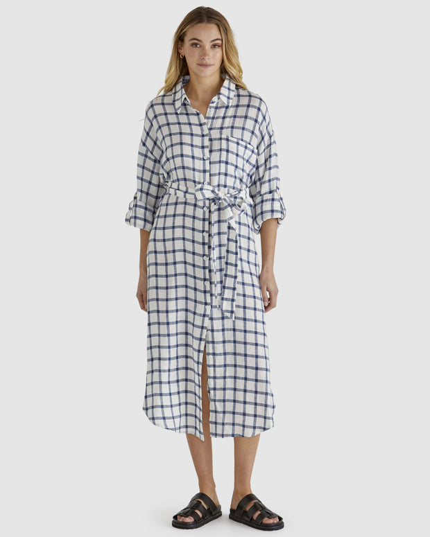 Sass Beau Shirt Dress - White Check