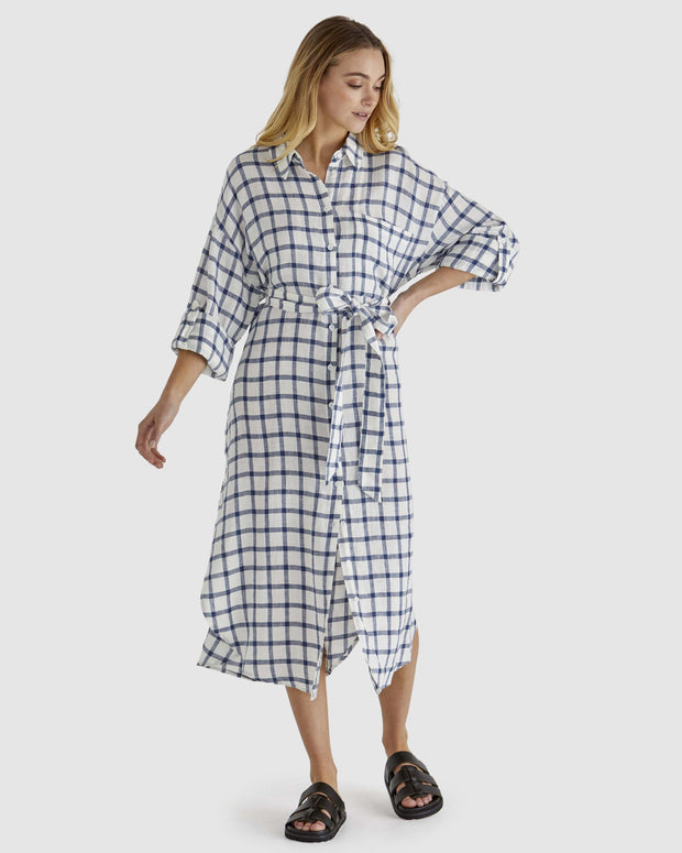 Sass Beau Shirt Dress - White Check