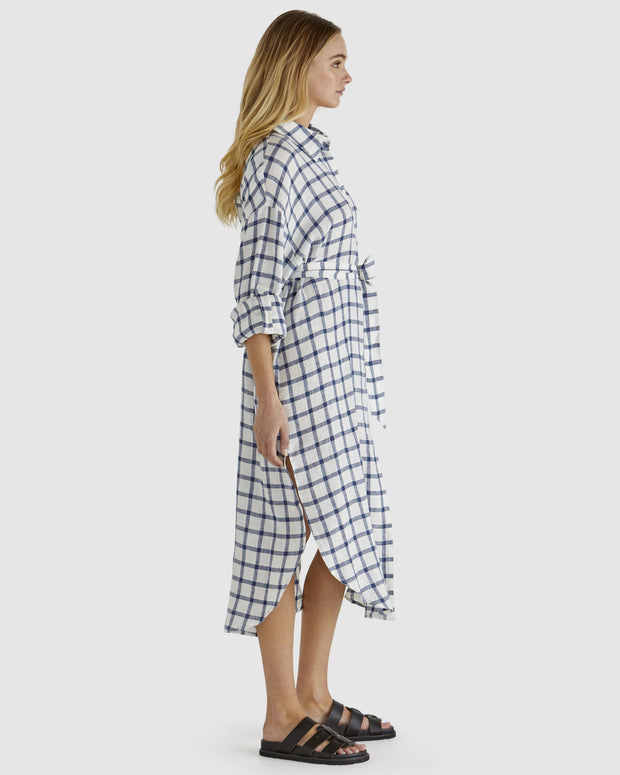 Sass Beau Shirt Dress - White Check