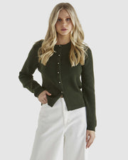 Sass Jagger Button Cardi - Khaki