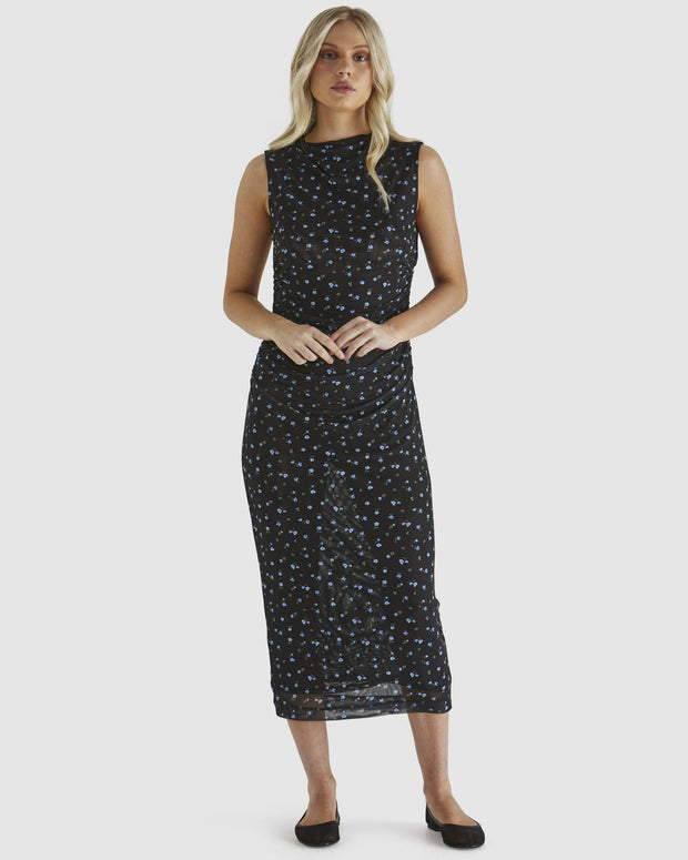 Sass Lauretta Mesh Dress - Black Ditsy