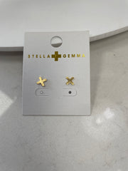 Stella + Gemma Small Cross Logo Earrings - Gold & Silver Gold