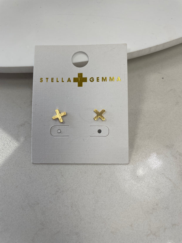 Stella + Gemma Small Cross Logo Earrings - Gold & Silver Gold