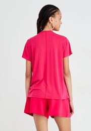 MSCH Fenya Modal V-Neck Tee - Rose Red
