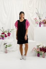 Home-lee Lola Dress - Black with Sunset Floral Sleeves