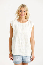 Home-lee Daisy Top - Cream Daisies