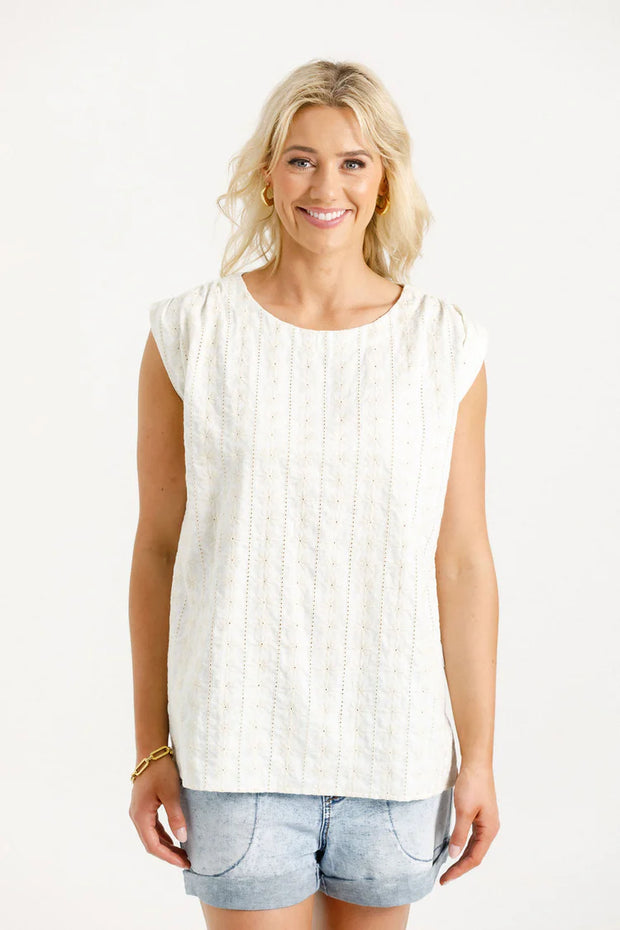 Home-lee Daisy Top - Cream Daisies