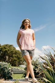 Home-lee Daisy Top - Pink Blooms