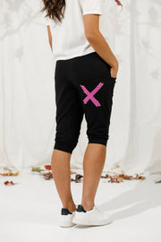 Home-lee Apartment 3/4 Pants - Black With Candy Stripe Patterned X