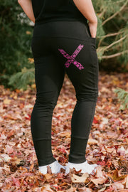 Home-lee Winter Weight Apartment Pants - Black with Orchid Damask X