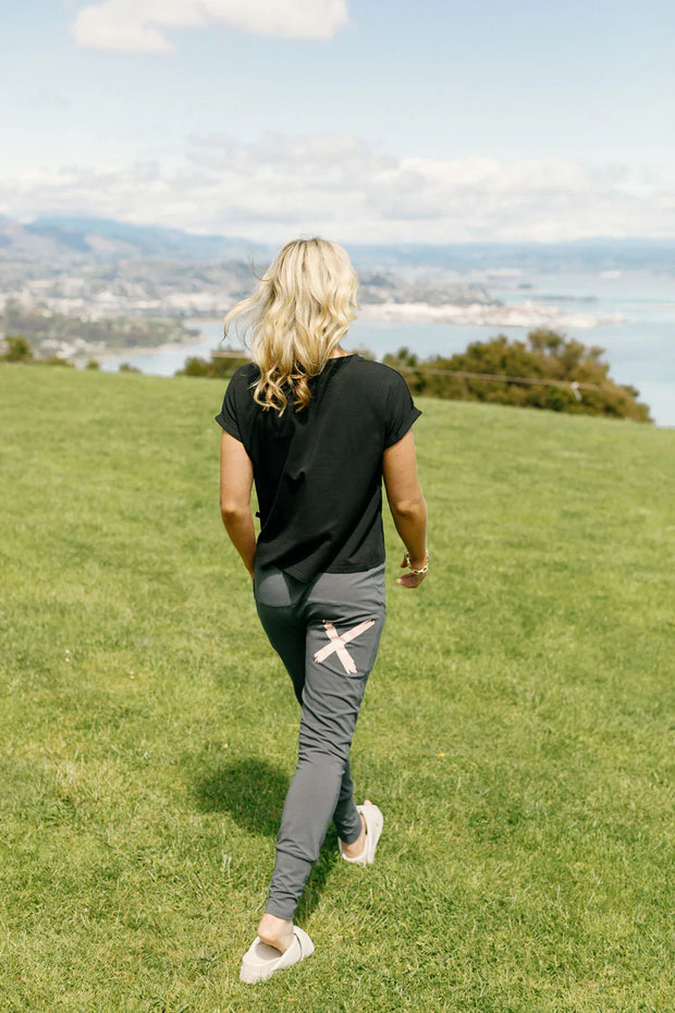 Home-lee Apartment Pants - Graphite with Blossom X