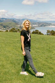 Home-lee Jackie Tee - Black With Blossom Berry X