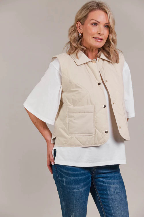 eb&ive Argo Crop Vest - Ecru