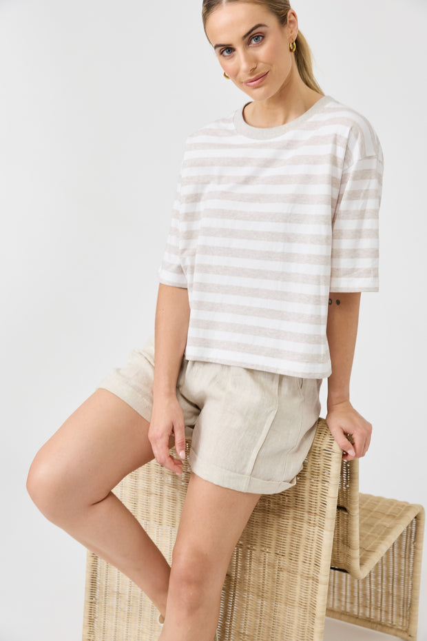 Studio Stripe T-shirt - Stone