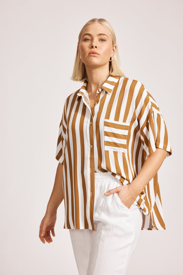 eb&ive Treville Stripe Shirt - Caramel
