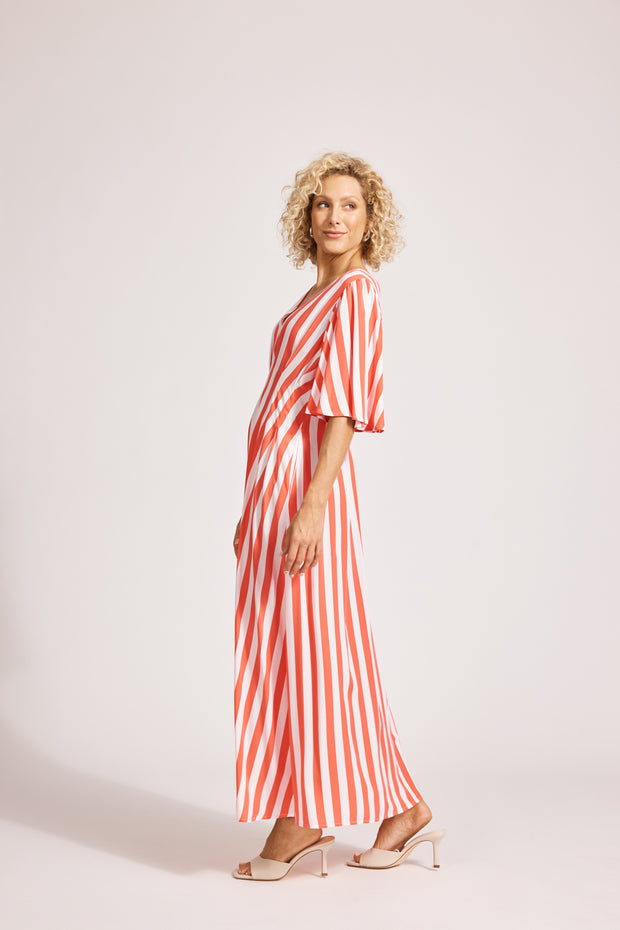 eb&ive Treville Stripe Maxi Dress - Coral