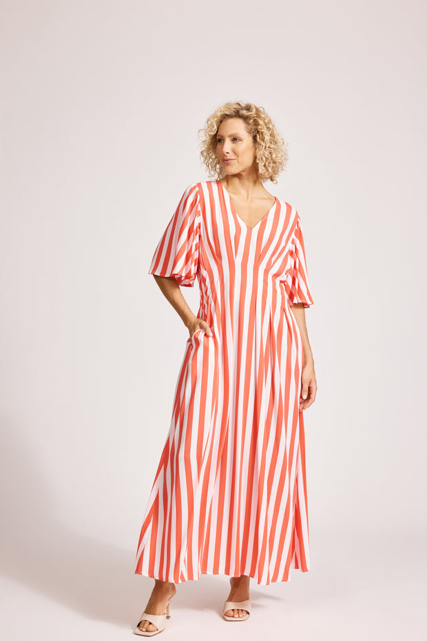 eb&ive Treville Stripe Maxi Dress - Coral