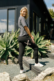 Home-lee Apartment Pants - Black With Blossom Daisy X