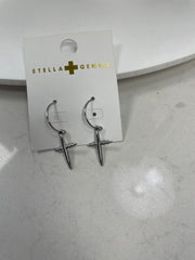 Stella + Gemma Hoop With Dangle Cross - Gold & Silver Silver
