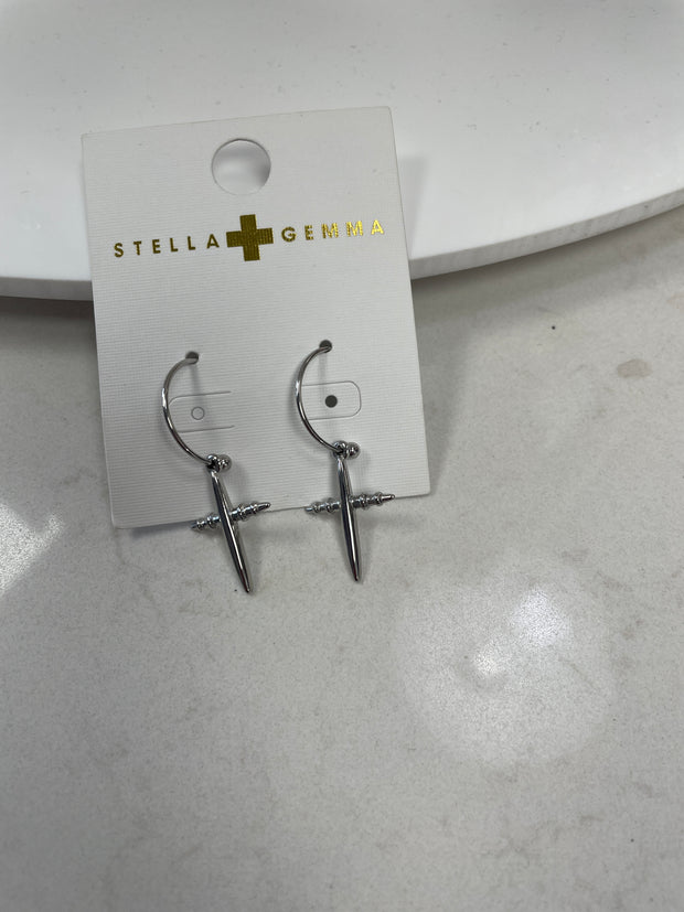 Stella + Gemma Hoop With Dangle Cross - Gold & Silver Silver
