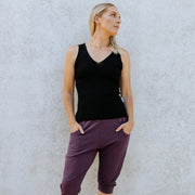Home-lee 3/4 Apartment Pants - Plum With Pastel Pink X