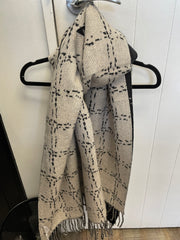 Stella + Gemma Scarf - Patchwork Black With Tassels