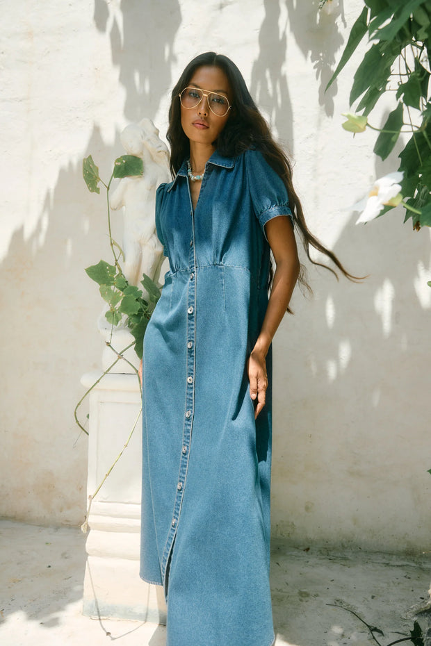 Isle of Mine Sofie Denim Maxi Dress - Drift