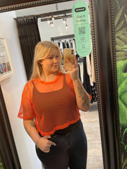 Two By Two Arrow Mesh Top - Orange