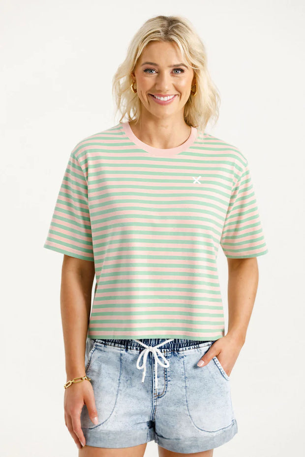 Home-lee Becky Tee - Candy Apple Stipes