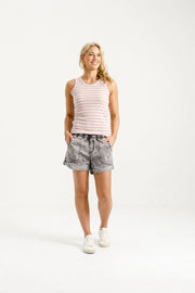 Home-lee Bobby Singlet - Ivory Bloom Stripe