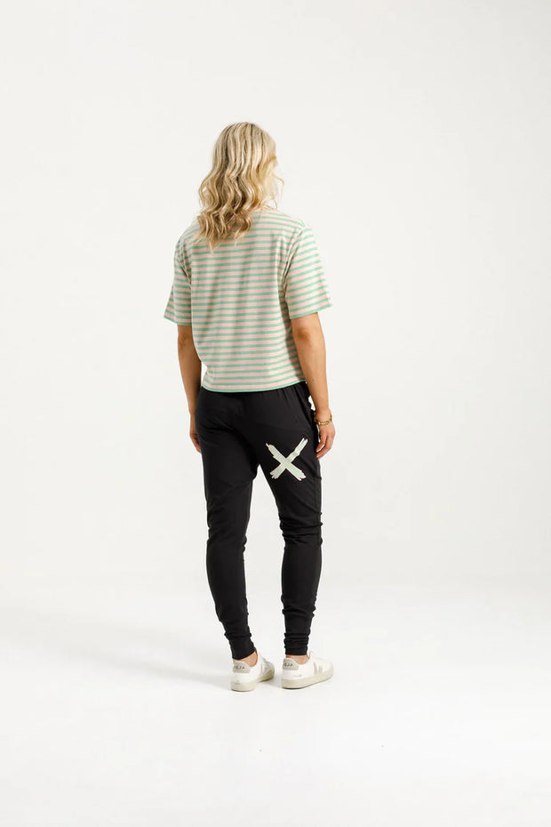 Home-lee Apartment Pants - Black with Candy Apple X
