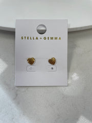 Stella + Gemma Flat Ribbed Heart Earrings - Gold & Silver Gold