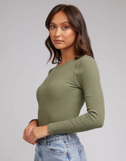 Silent Theory Rib Long Sleeve - Khaki