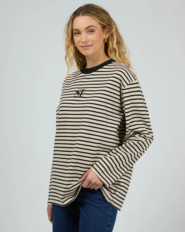 Silent Theory Stripe Long Sleeve Tee - Black