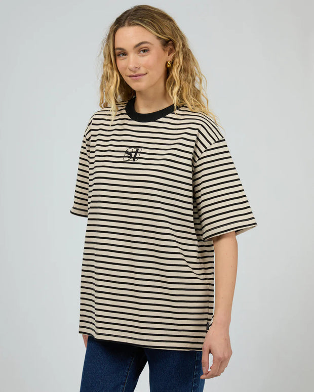 Silent Theory Stripe Short Sleeve Tee - Black
