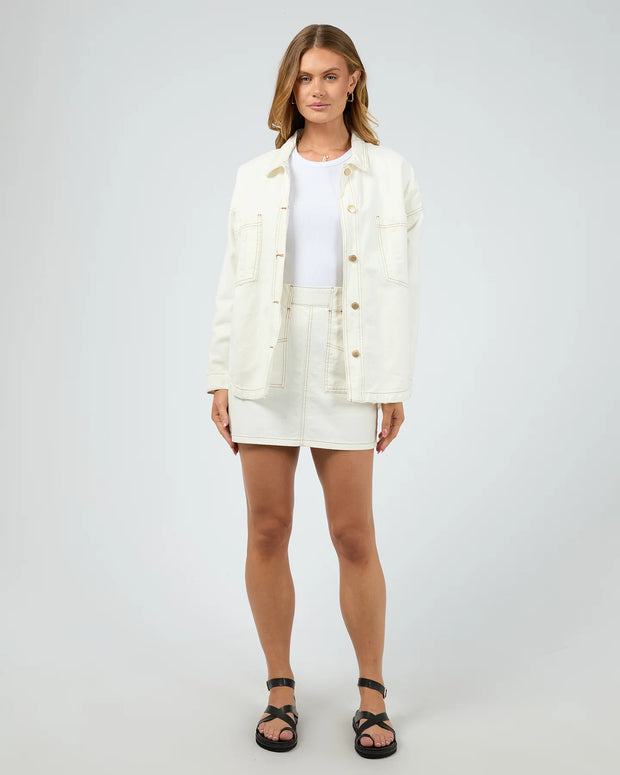 All About Eve Coco Denim Shacket - Vintage White