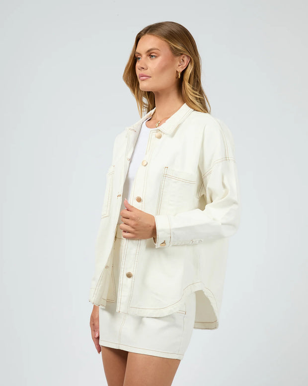 All About Eve Coco Denim Shacket - Vintage White